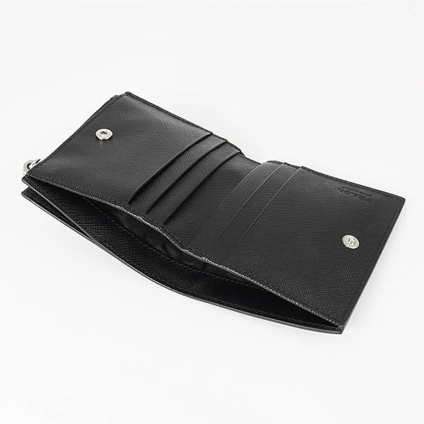 PRADA プラダ 二つ折り財布 三角ロゴ ブラック メンズ PRADA プラダ 二つ折り財布 三角ロゴ ブラック メンズ
