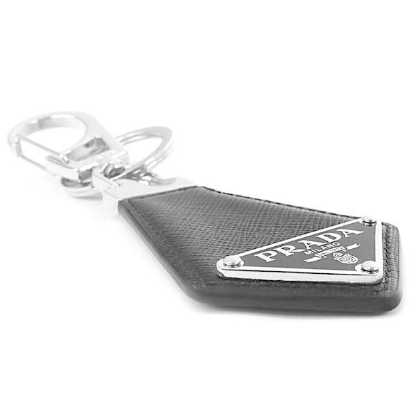 プラダ キーリング PRADA メンズ レザー 三角ロゴ キーホルダー ブラック×シルバー 2PP041 053 F0002 プラダ キーリング PRADA メンズ レザー 三角ロゴ キーホルダー ブラック×シルバー 2PP041 053 F0002