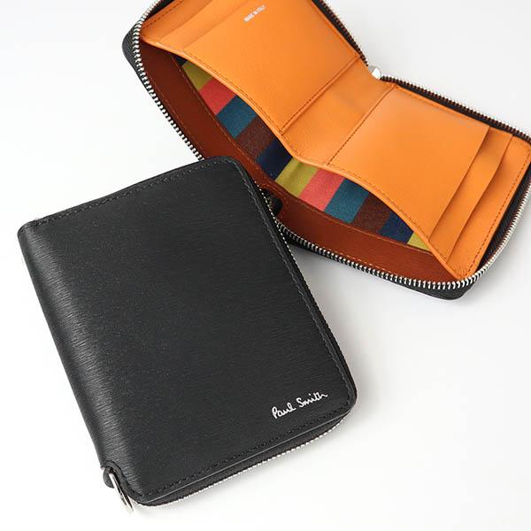 ポールスミス 二つ折り財布 Paul Smith 財布 バイカラー ラウンドファスナータイプ ブラック×オレンジ M1A 6702 HSTRGS 79｜brandol｜02