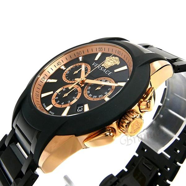 腕時計 VERSACE メンズ キャラクタークロノ 42mm ブラック×ローズゴールド VEM800418 【兼】