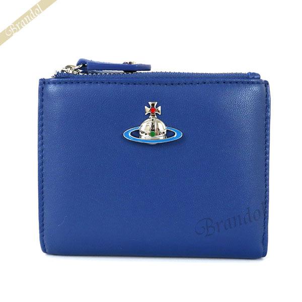 絶対一番安い 最大1000円クーポン ヴィヴィアンウエストウッド Vivienne Westwood レディース 二つ折り財布 レザー ブルー Emma K401 柔らかい Etechnologies Shop