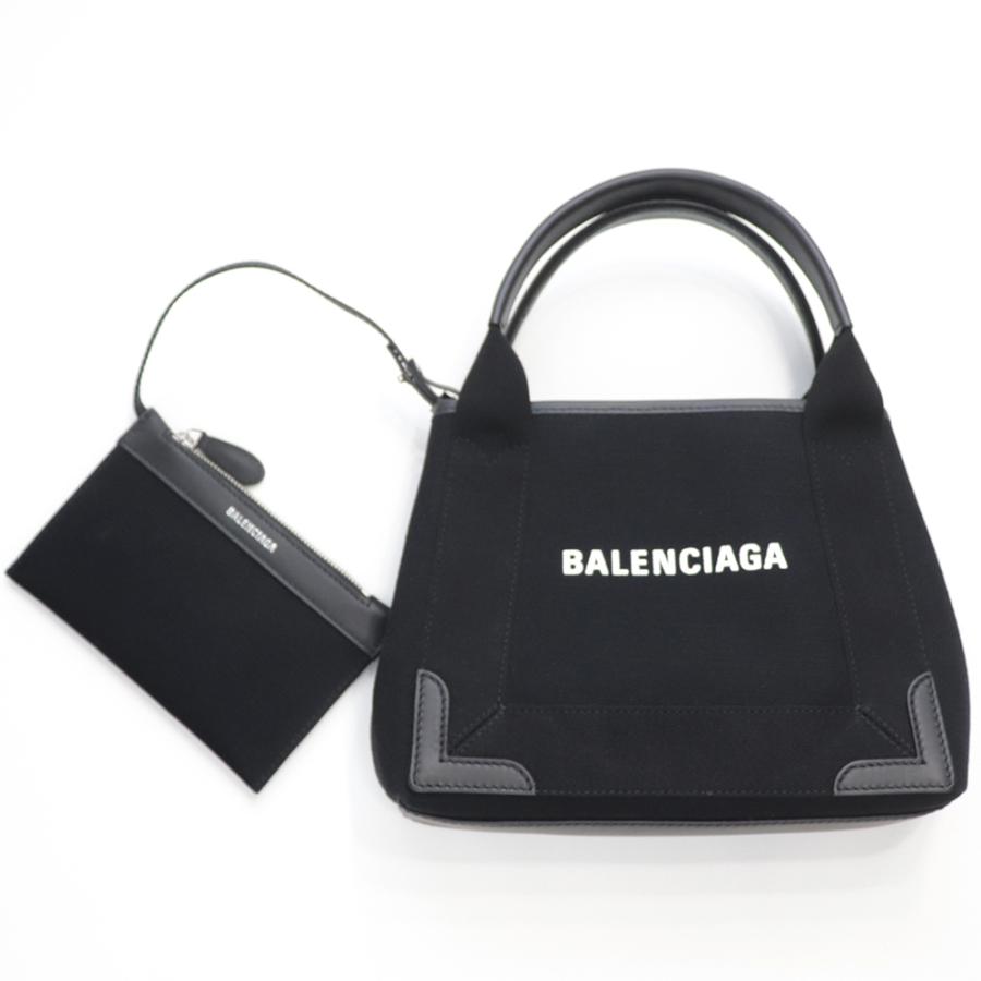 バレンシアガ バッグ ショルダーバッグ BALENCIAGA トートバッグ ネイビーカバ XS キャンバス ブラック ロゴ ポーチ付き コットン 鞄  390346