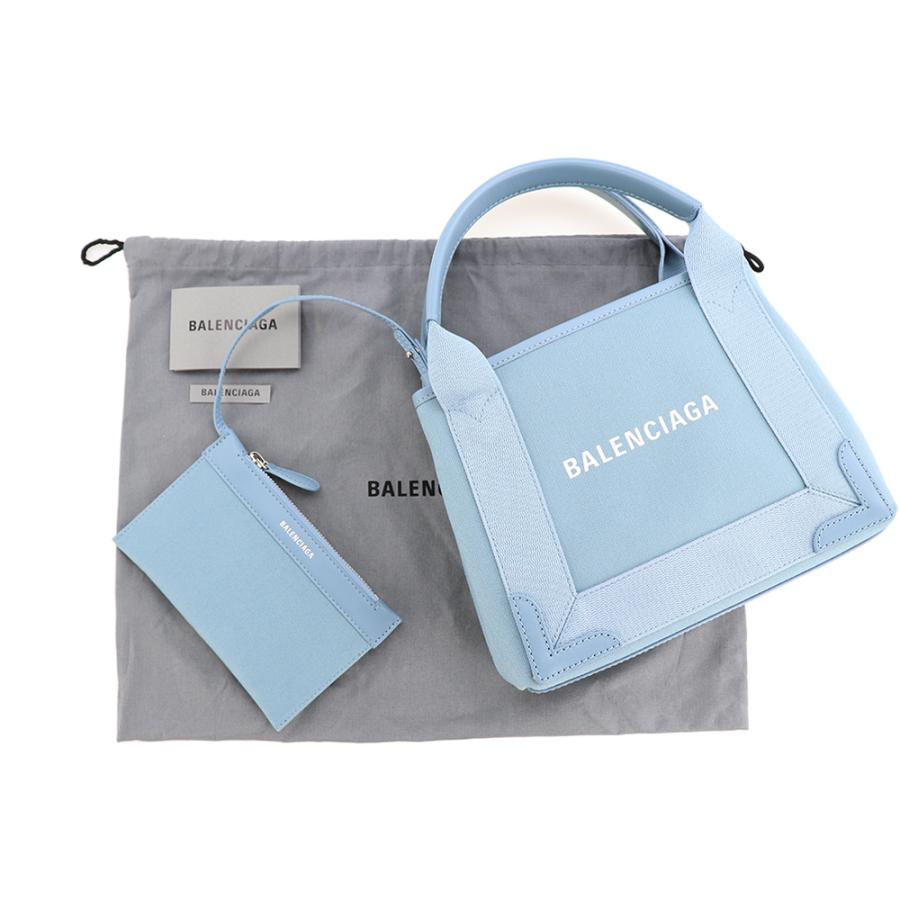 バレンシアガ バッグ ショルダーバッグ BALENCIAGA トートバッグ ネイビーカバ XS キャンバス ブルーグレー ロゴ ポーチ付き 鞄  390346