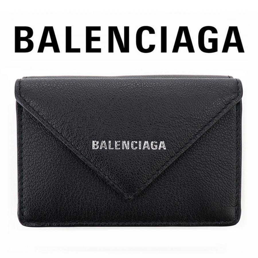 バレンシアガ 財布 三つ折り BALENCIAGA ミニ財布  ブラック コンパクト スマートウォレット キャッシュレス レザー ペーパーウォレット 黒 391446｜brandparks