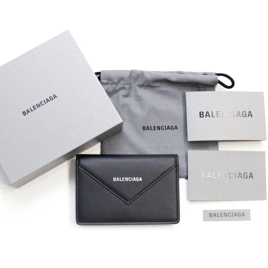 バレンシアガ カードケース BALENCIAGA 名刺入れ パスケース IC IDケース 定期入れ ブラック 二つ折り レザー ロゴ 499201