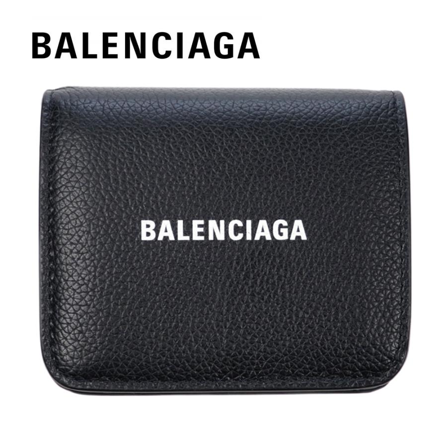 バレンシアガ 財布 二つ折り BALENCIAGA コンパクト ミニ財布 ブラック  小銭入れ付き カードケース パスケース レザー 594216