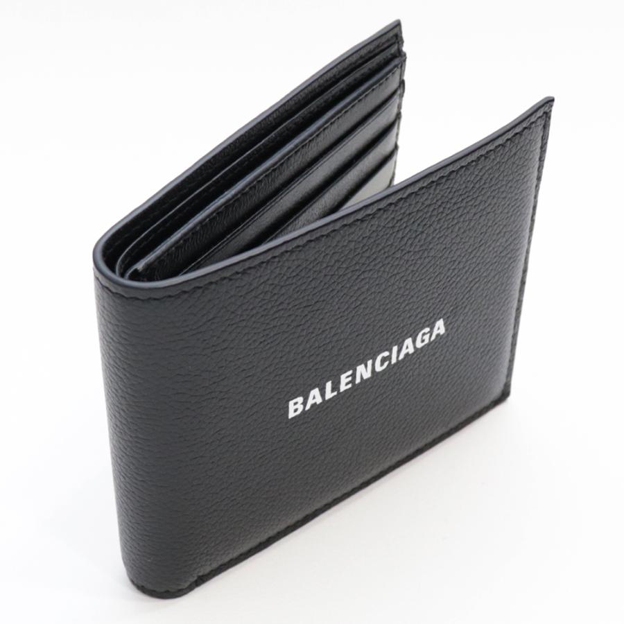 バレンシアガ 財布 二つ折り BALENCIAGA コンパクト ミニ財布 ブラック レザー 本革 スマートウォレット 薄型 ロゴ 594549