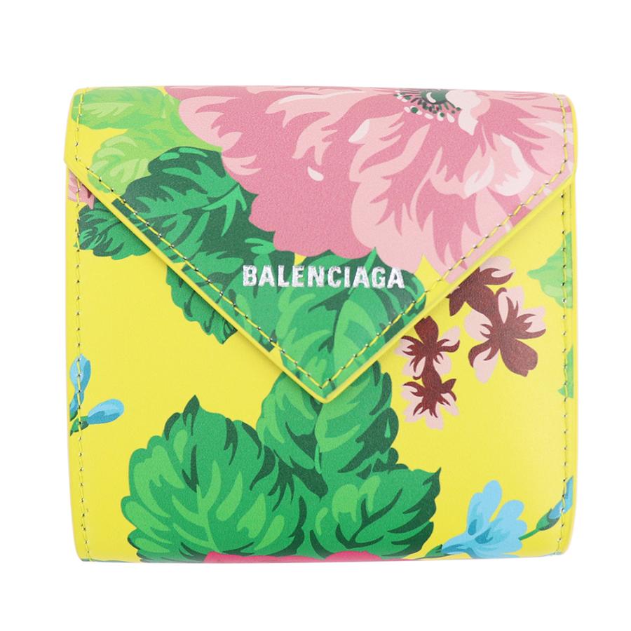 BALENCIAGA バレンシアガ 財布 ミニ財布 三つ折り 花柄 イエロー BALENCIAGA バレンシアガ 財布 ミニ財布 三つ折り 花柄 イエロー