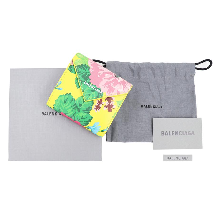 BALENCIAGA バレンシアガ 財布 ミニ財布 三つ折り 花柄 イエロー BALENCIAGA バレンシアガ 財布 ミニ財布 三つ折り 花柄 イエロー
