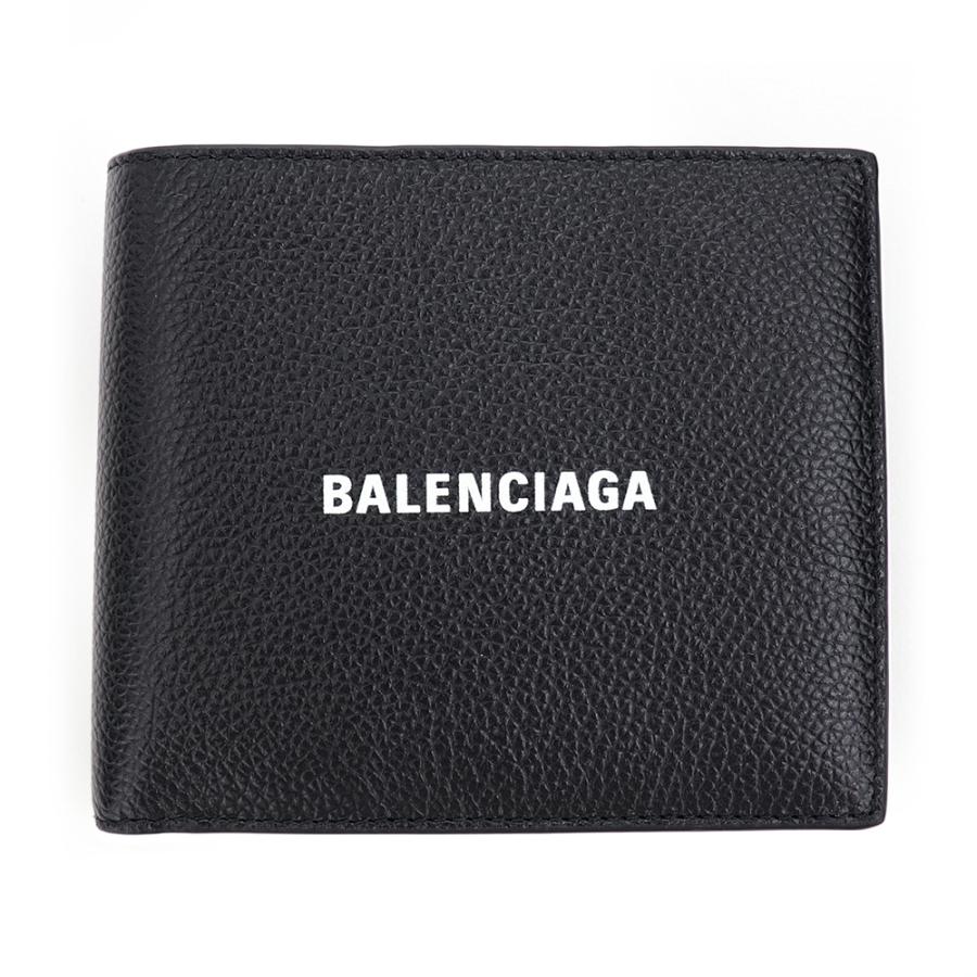 バレンシアガ 財布 二つ折り BALENCIAGA コンパクト ミニ財布 ブラック レザー 本革 スマートウォレット 小銭入れ付き コインケース  札入れ 594315