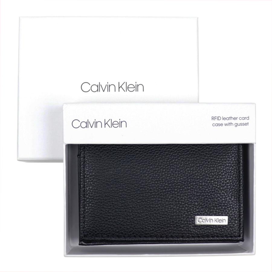カルバンクライン カードケース CK Calvin Klein 名刺入れ パスケース レザー 本革 ブラック 二つ折り カードホルダー｜brandparks｜18