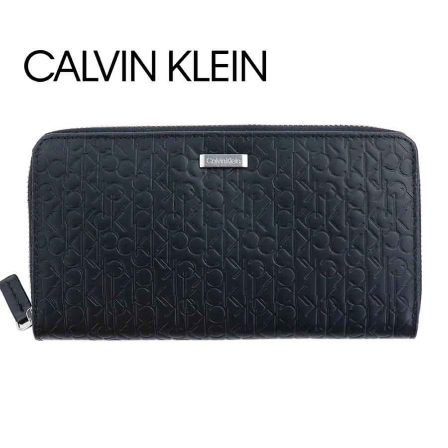 CK  （カルバンクライン） 長財布 ネイビー 型押し Calvin Klein（カルバン・クライン） 財布 長財布 ラウンドファスナー