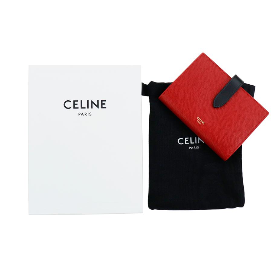 セリーヌ 財布 二つ折り CELINE ベルトフラップ ミディアム ストラップ ウォレット ESSENTIALS 10B64 3BRU 27RB RED / BLACK レッド ブラック レザー 本革｜brandparks｜08