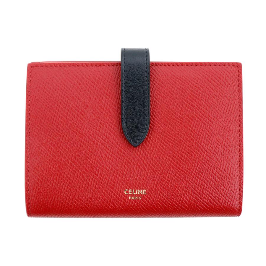 セリーヌ 財布 二つ折り CELINE ベルトフラップ ミディアム ストラップ ウォレット ESSENTIALS 10B64 3BRU 27RB RED / BLACK レッド ブラック レザー 本革｜brandparks｜09