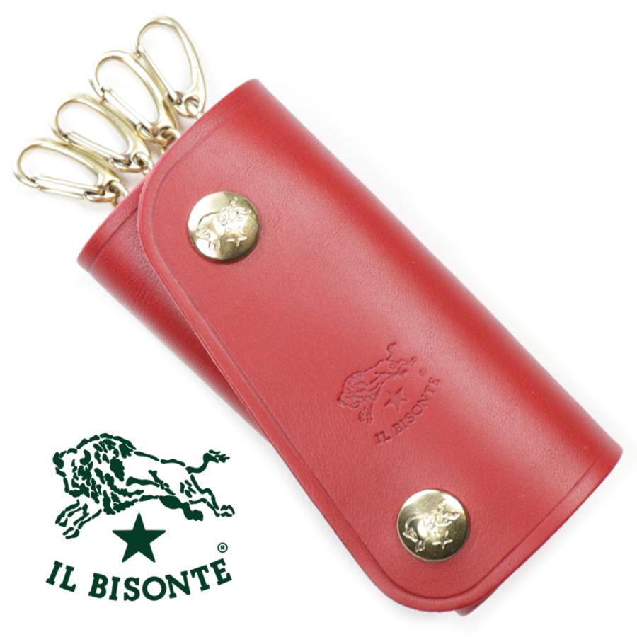 IL BISONTE（イルビゾンテ） キーケース 4連 ロッソ レッド キーリング
