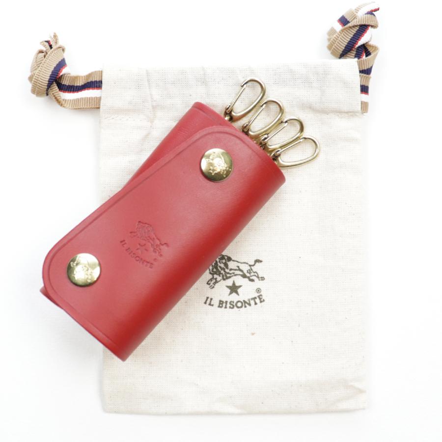 IL BISONTE（イルビゾンテ） キーケース 4連 ロッソ レッド キーリング