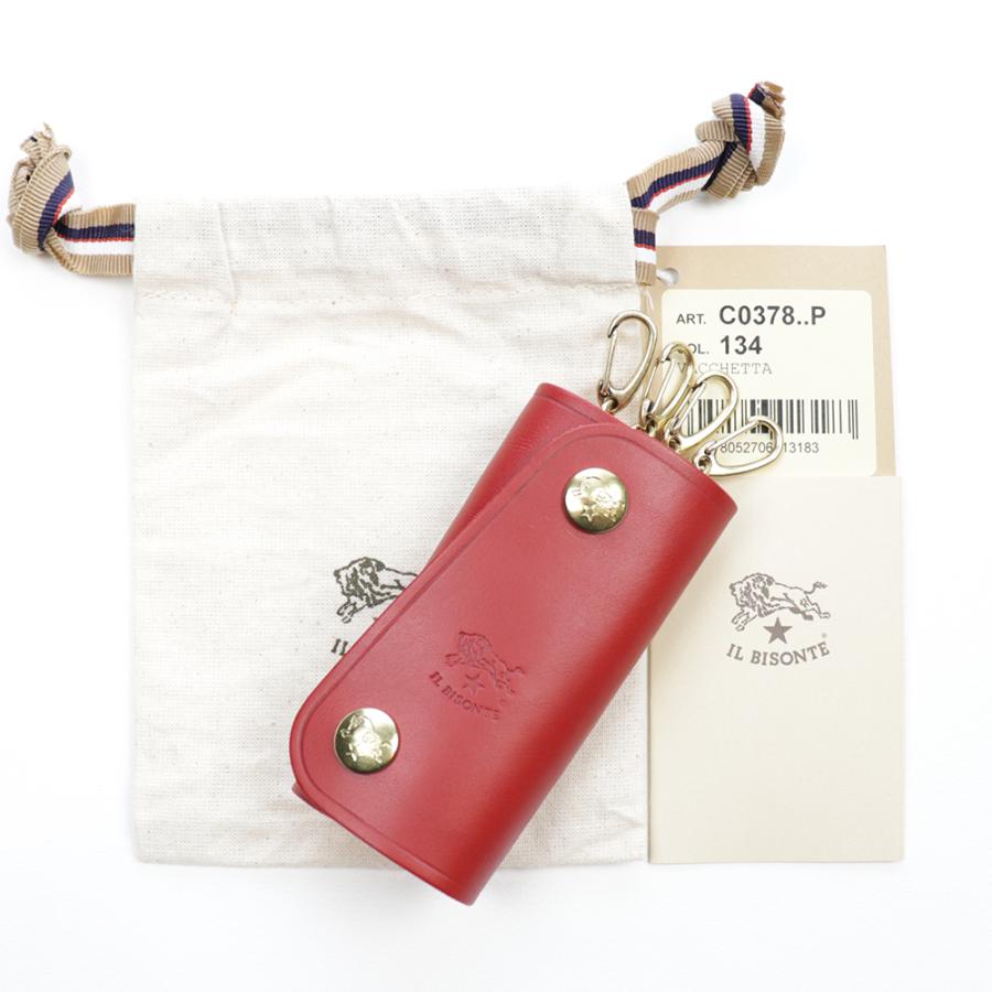 IL BISONTE（イルビゾンテ） キーケース 4連 ロッソ レッド キーリング