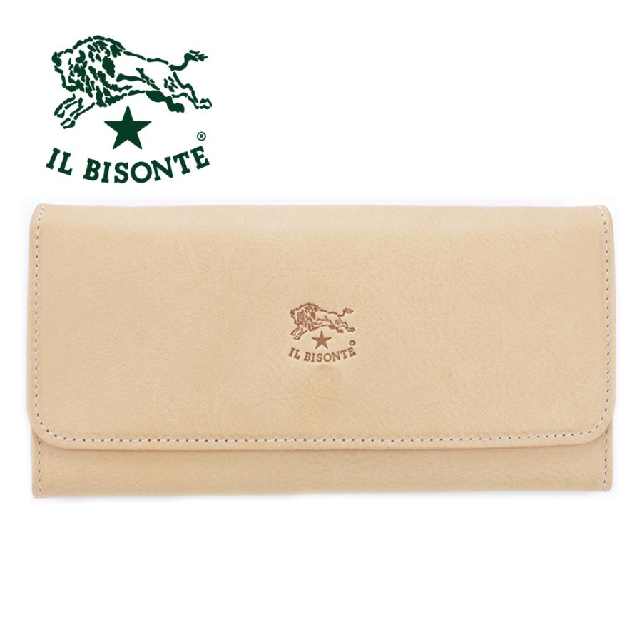 IL BISONTE イルビゾンテ 長財布 三つ折り ヌメ ベージュ IL BISONTE イルビゾンテ 長財布 三つ折り ヌメ ベージュ