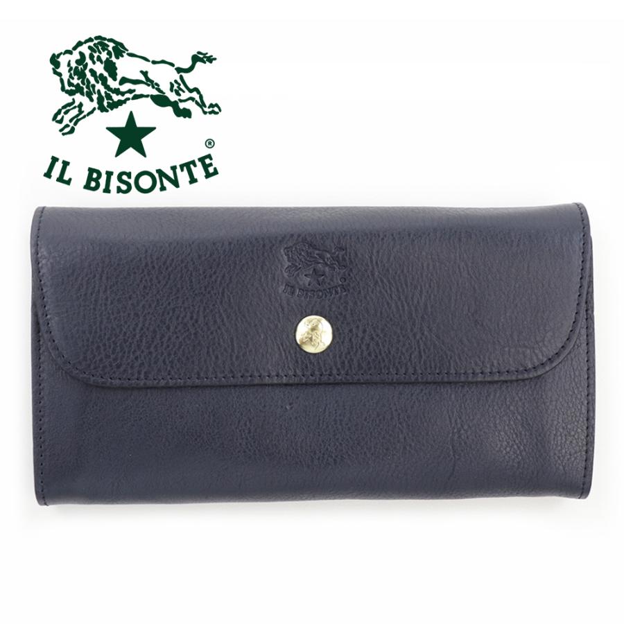IL BISONTE イルビゾンテ 長財布 二つ折り レザー 本革 ネイビー IL BISONTE イルビゾンテ 長財布 二つ折り レザー 本革 ネイビー