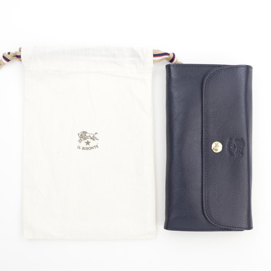 IL BISONTE イルビゾンテ 長財布 二つ折り レザー 本革 ネイビー IL BISONTE イルビゾンテ 長財布 二つ折り レザー 本革 ネイビー