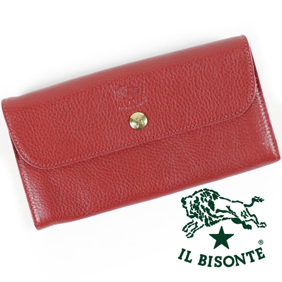 【IL BISONTE】イルビゾンテ 長財布 赤 レッド IL BISONTE（イルビゾンテ） 長財布 二つ折り レザー 本革 ルビー