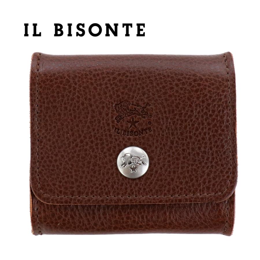イルビゾンテ ケース 小銭入れ ダークブラウン レザー 本革 ファスナー IL BISONTE（イルビゾンテ） コインケース メンズ レディース 小銭入れ