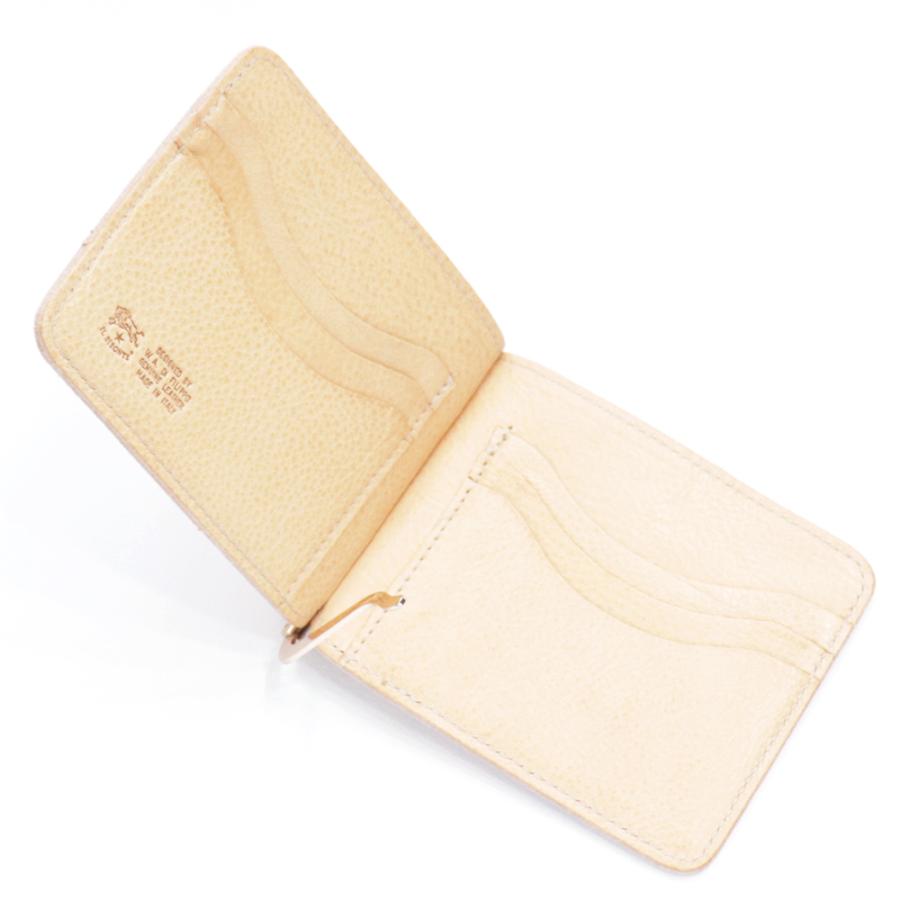 ILBiSONTEコンチョストラップ 二つ折り財布 ヌメナチュラルレザー本革