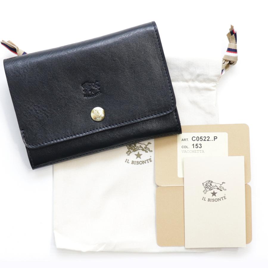 イルビゾンテ 財布 二つ折り IL BISONTE レザー 本革 ブラック ネロ 黒