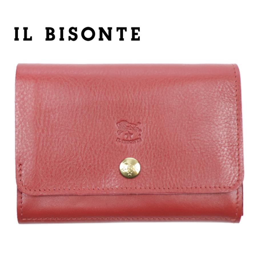 保存袋付き】IL BISONTE 二つ折り 財布 レザー レッド シンプル 保存袋付き】IL BISONTE 二つ折り 財布 レザー レッド シンプル