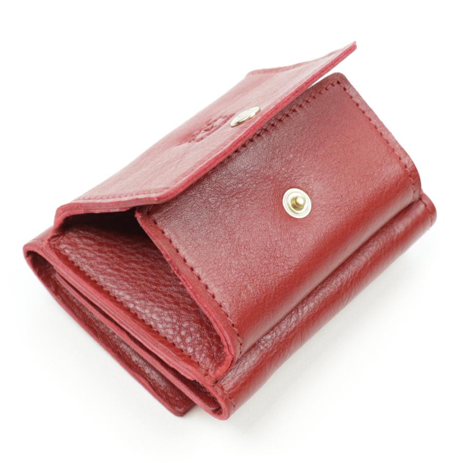 $ IL BISONTE 赤 レザー 三つ折り財布 IL BISONTE イルビゾンテ 財布 三つ折り レザー 本革 ロッソ