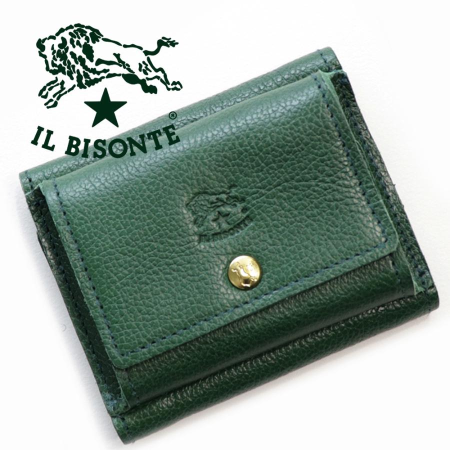 女性が喜ぶ♪ ILBISONTE 三つ折り財布 イルビゾンテ 財布 緑 グリーン