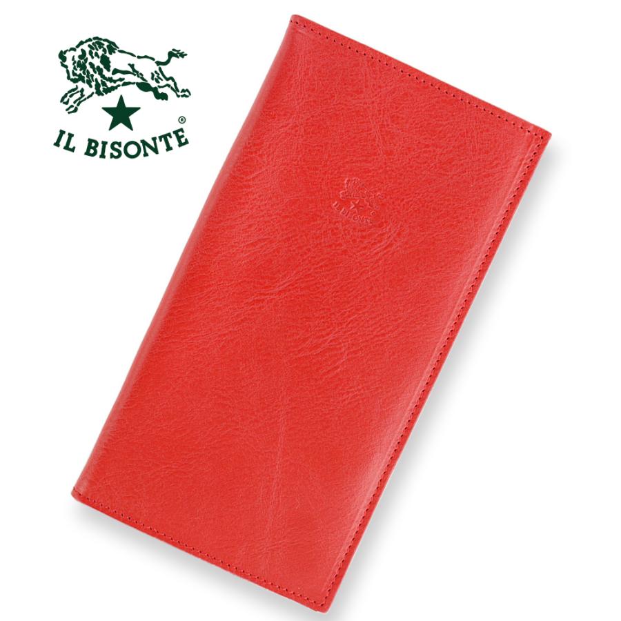 新品 イルビゾンテ 二つ折り 財布 長財布 ケース 札入れ ルビー レッド IL BISONTE（イルビゾンテ） 財布 長財布 二つ折り IL BISONTE