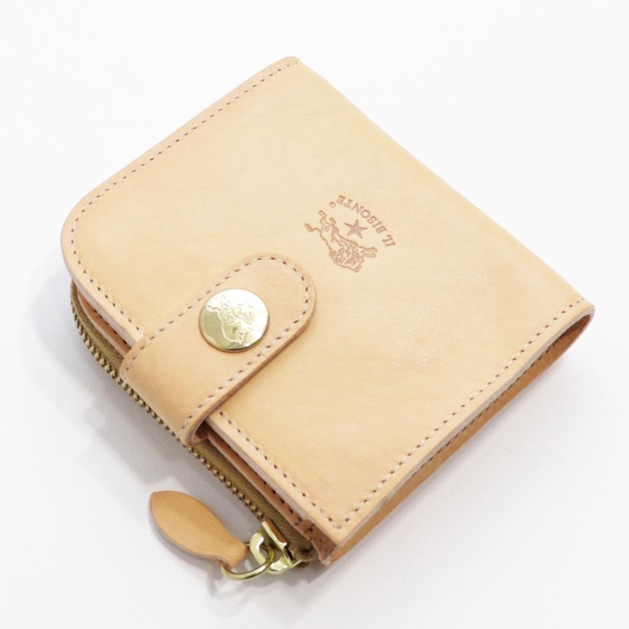 イルビゾンテ 財布 二つ折り IL BISONTE ボタン L字ファスナー 小銭  