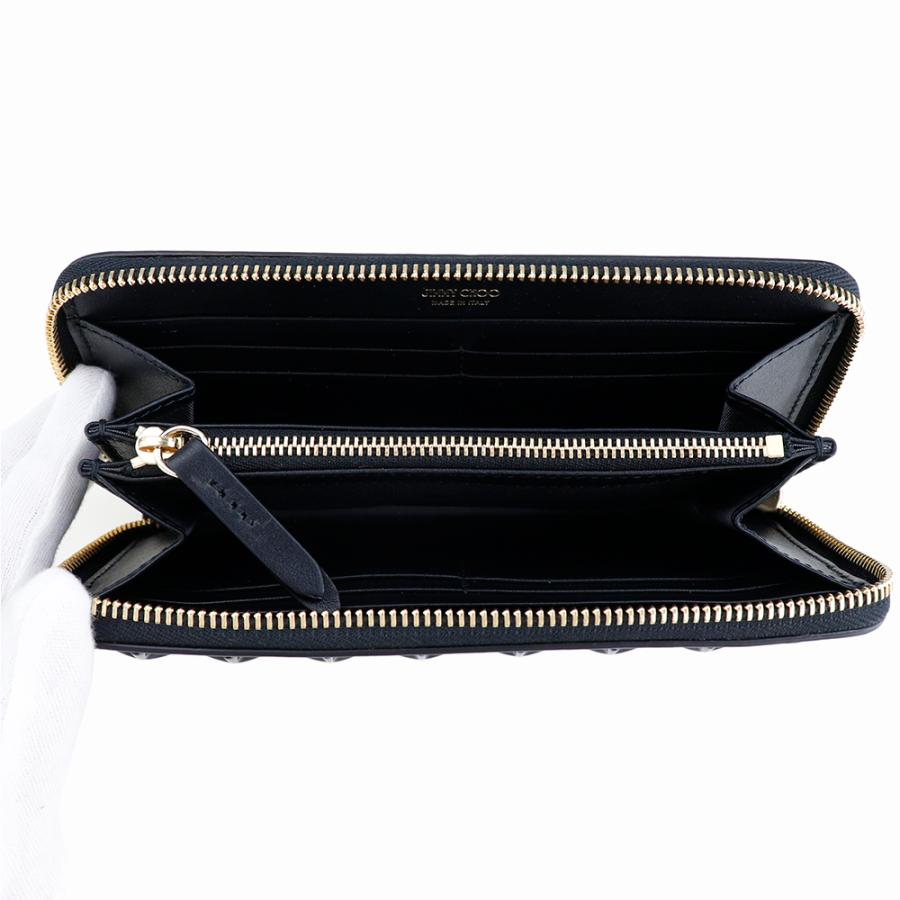 JIMMY CHOO 長財布 ピッパ ブラック レザー ラウンドジップ 箱付き JIMMY CHOO（ジミーチュウ） 長財布 ピッパ ラウンドファスナー