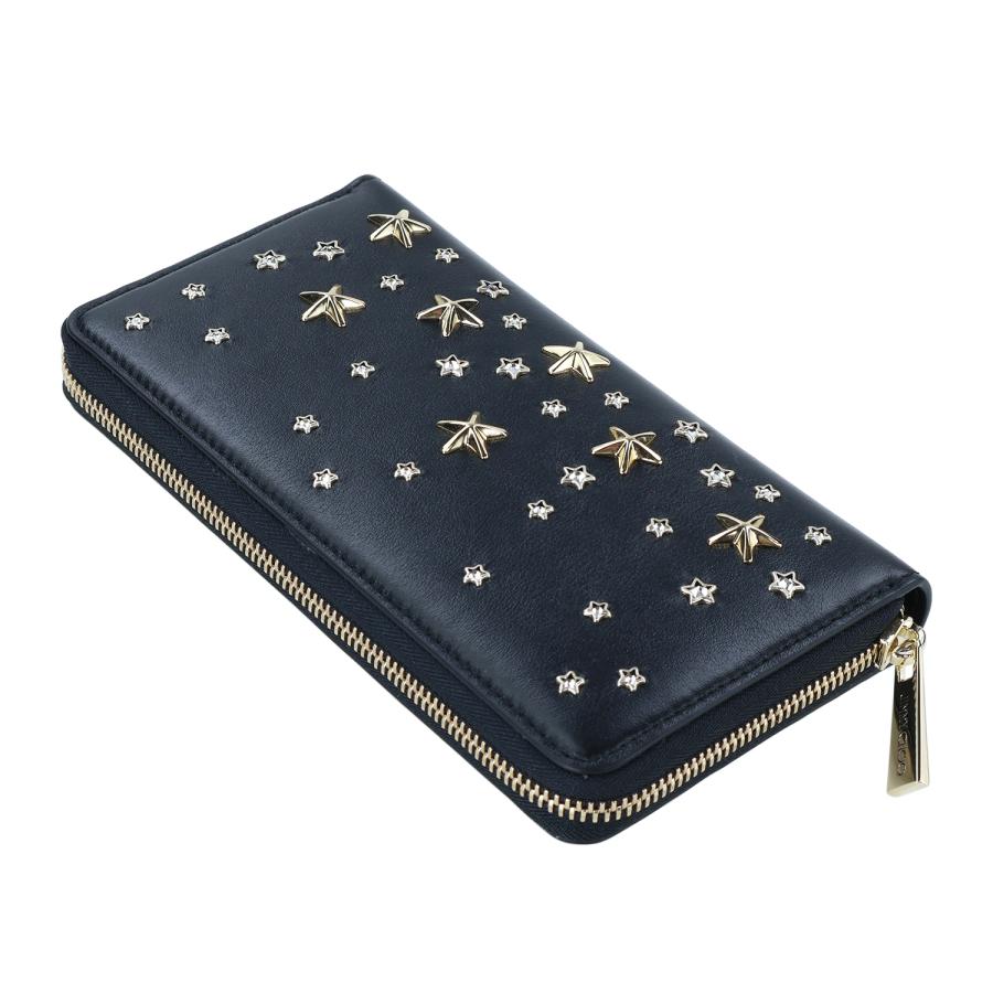 JIMMY CHOO ジップアラウンドウォレット　ネイビー【美品】 JIMMY CHOO（ジミーチュウ） 長財布 ピッパ ラウンドファスナー