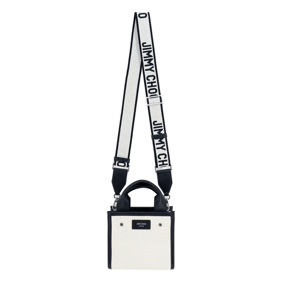 ジミーチュウ Jimmy Choo バッグ トート ショルダー SHOPPER TOTE/S RBY NATURAL / BLACK / SILVER ショッパートート キャンバス レザー 本革 斜め掛け｜brandparks｜02