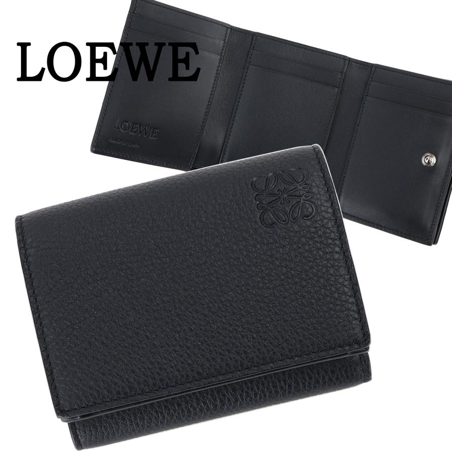 美品 LOEWE ロエベ トライフォールド 折財布 レザー バイフォールド LOEWE（ロエベ） 二つ折り財布 小銭入れ付き トライフォールド