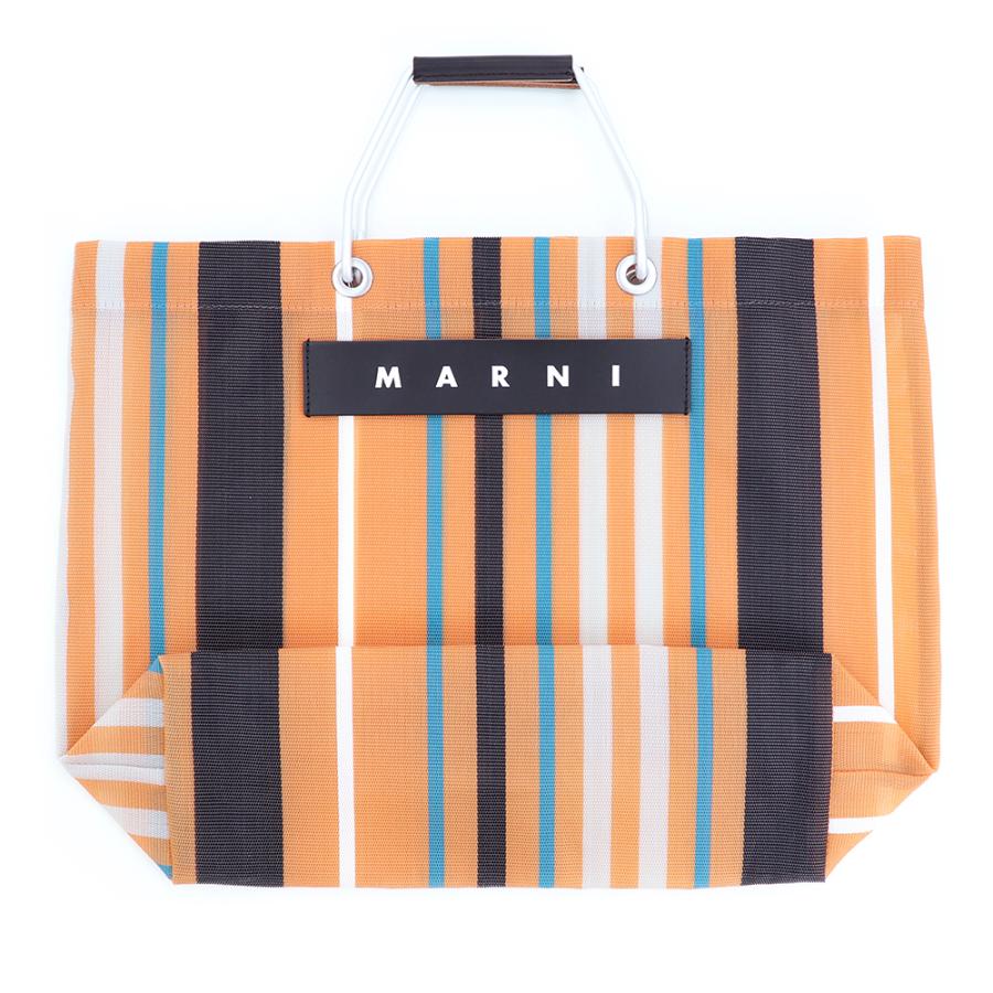 MARNI マルニフラワーカフェ トートバッグ ストライプ メッシュ A4対応  