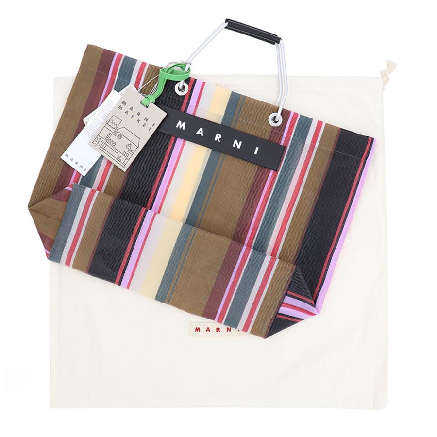 MARNI マルニフラワーカフェ トートバッグ ストライプ メッシュ MARNI マルニフラワーカフェ トートバッグ ストライプ メッシュ