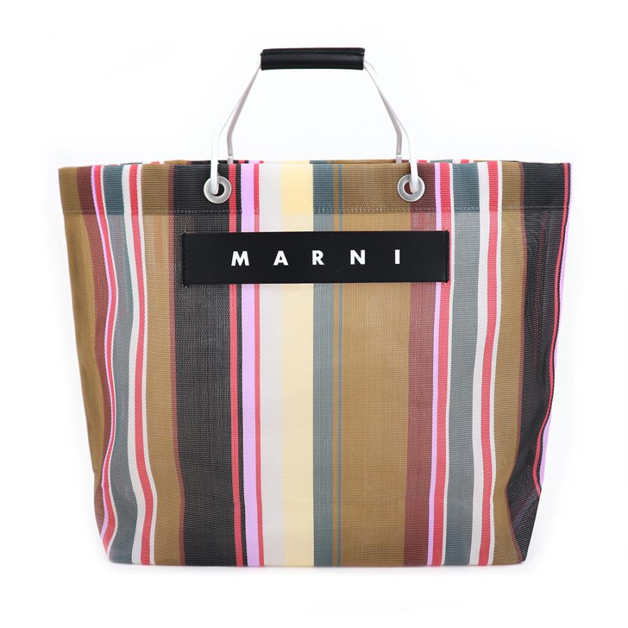MARNI マルニフラワーカフェ トートバッグ ストライプ メッシュ MARNI マルニフラワーカフェ トートバッグ ストライプ メッシュ