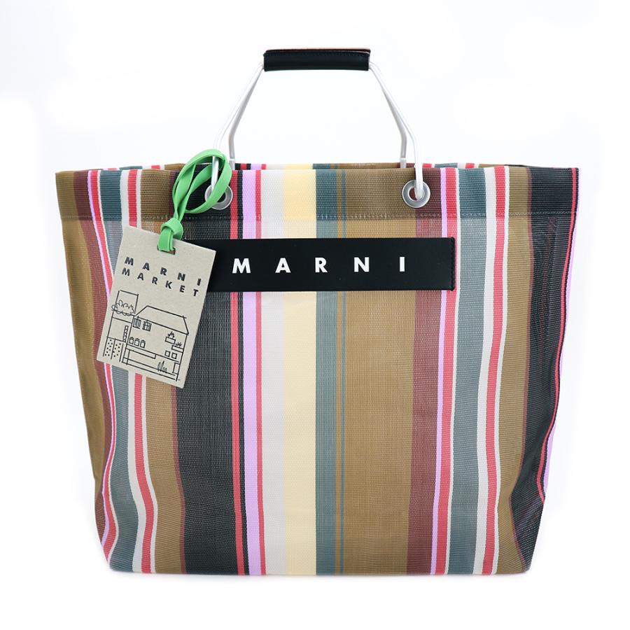 MARNI マルニフラワーカフェ トートバッグ ストライプ メッシュ MARNI マルニフラワーカフェ トートバッグ ストライプ メッシュ