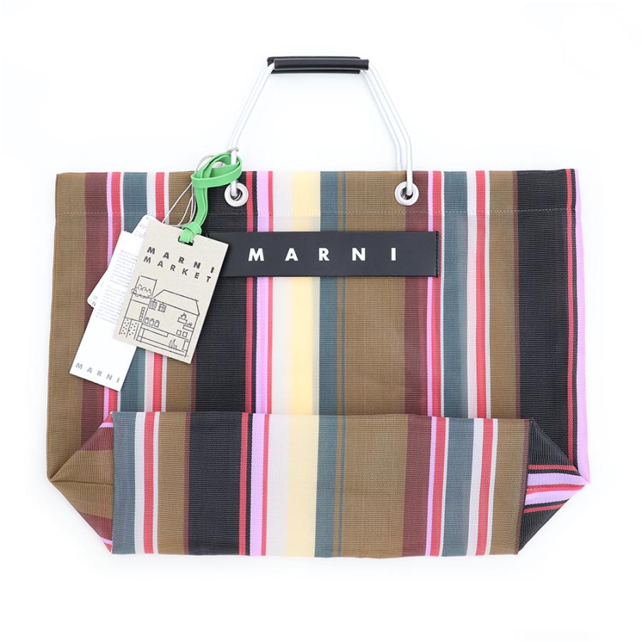 MARNI マルニフラワーカフェ トートバッグ ストライプ メッシュ MARNI マルニフラワーカフェ トートバッグ ストライプ メッシュ