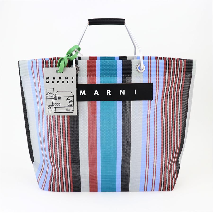 MARNI マルニフラワーカフェ トートバッグ ストライプ メッシュ MARNI マルニフラワーカフェ トートバッグ ストライプ メッシュ