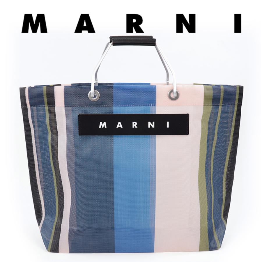 MARNI マルニフラワーカフェ トートバッグ ストライプ メッシュ MARNI マルニフラワーカフェ トートバッグ ストライプ メッシュ