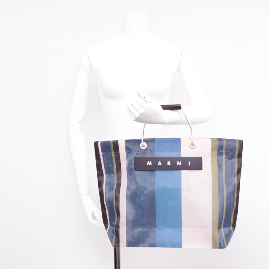 MARNI マルニフラワーカフェ トートバッグ ストライプ メッシュ MARNI マルニフラワーカフェ トートバッグ ストライプ メッシュ