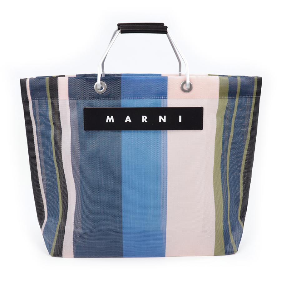 MARNI マルニフラワーカフェ トートバッグ ストライプ メッシュ MARNI マルニフラワーカフェ トートバッグ ストライプ メッシュ