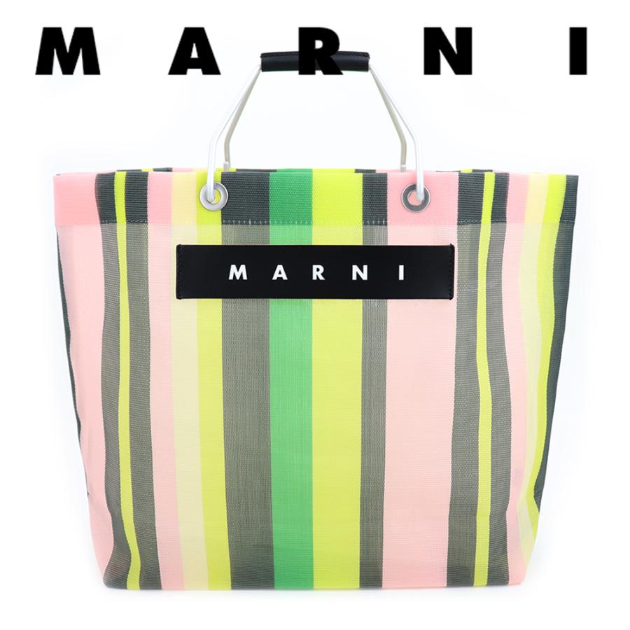 MARNI マルニフラワーカフェ トートバッグ ストライプ メッシュ MARNI マルニフラワーカフェ トートバッグ ストライプ メッシュ