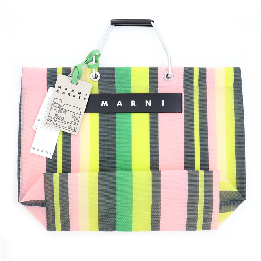 MARNI マルニフラワーカフェ トートバッグ ストライプ メッシュ MARNI マルニフラワーカフェ トートバッグ ストライプ メッシュ