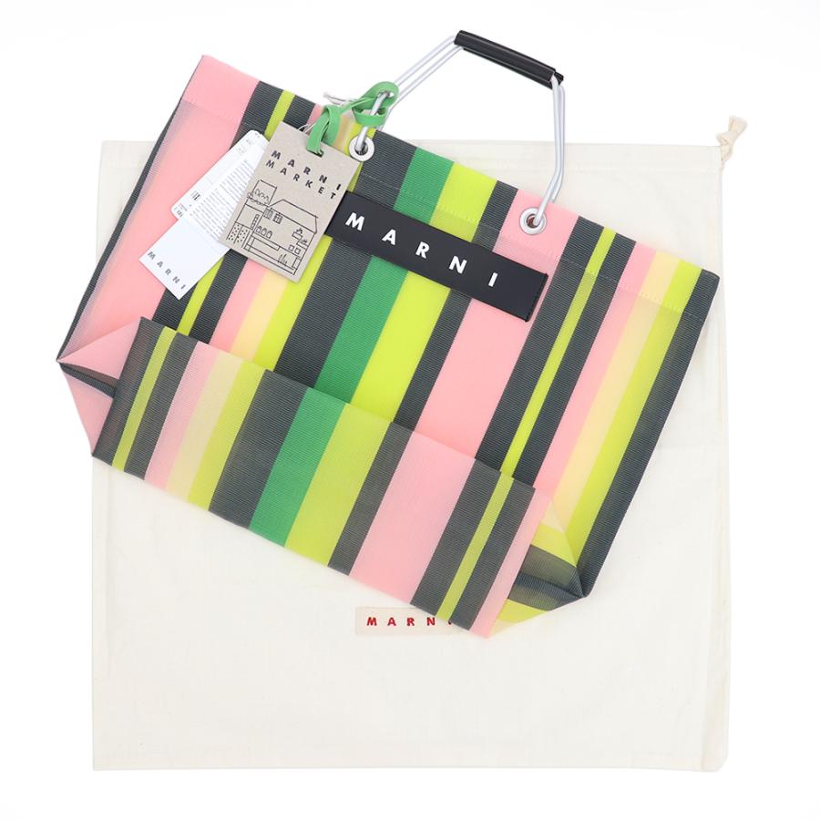 MARNI マルニフラワーカフェ トートバッグ ストライプ メッシュ MARNI マルニフラワーカフェ トートバッグ ストライプ メッシュ