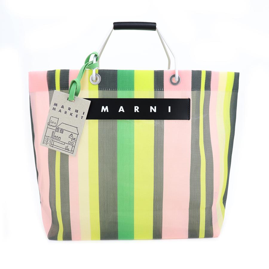 MARNI マルニフラワーカフェ トートバッグ ストライプ メッシュ MARNI マルニフラワーカフェ トートバッグ ストライプ メッシュ
